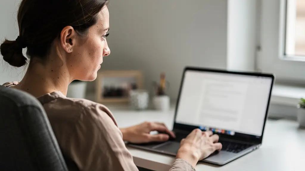 Organisatrice d'événement consultant une soumission d'assurance sur son ordinateur