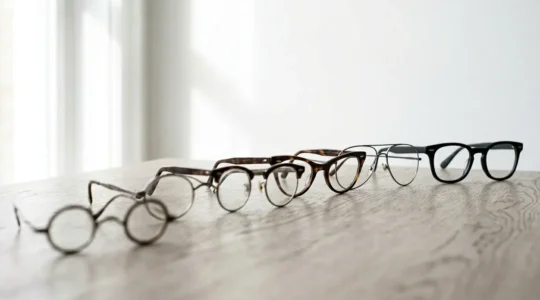 Vue rapprochée de verres progressifs dans différentes montures montrant l'évolution de la correction optique