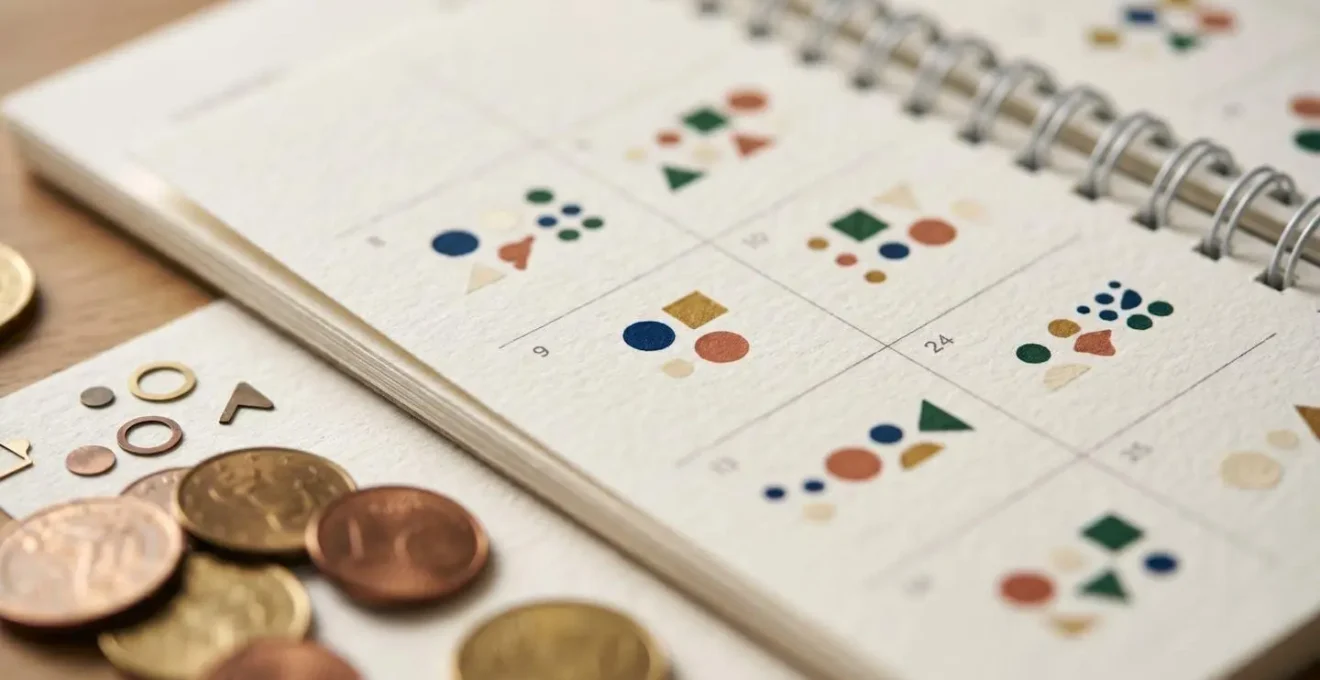 Vue macro d'un calendrier avec marqueurs colorés symbolisant les dates de prélèvement optimales
