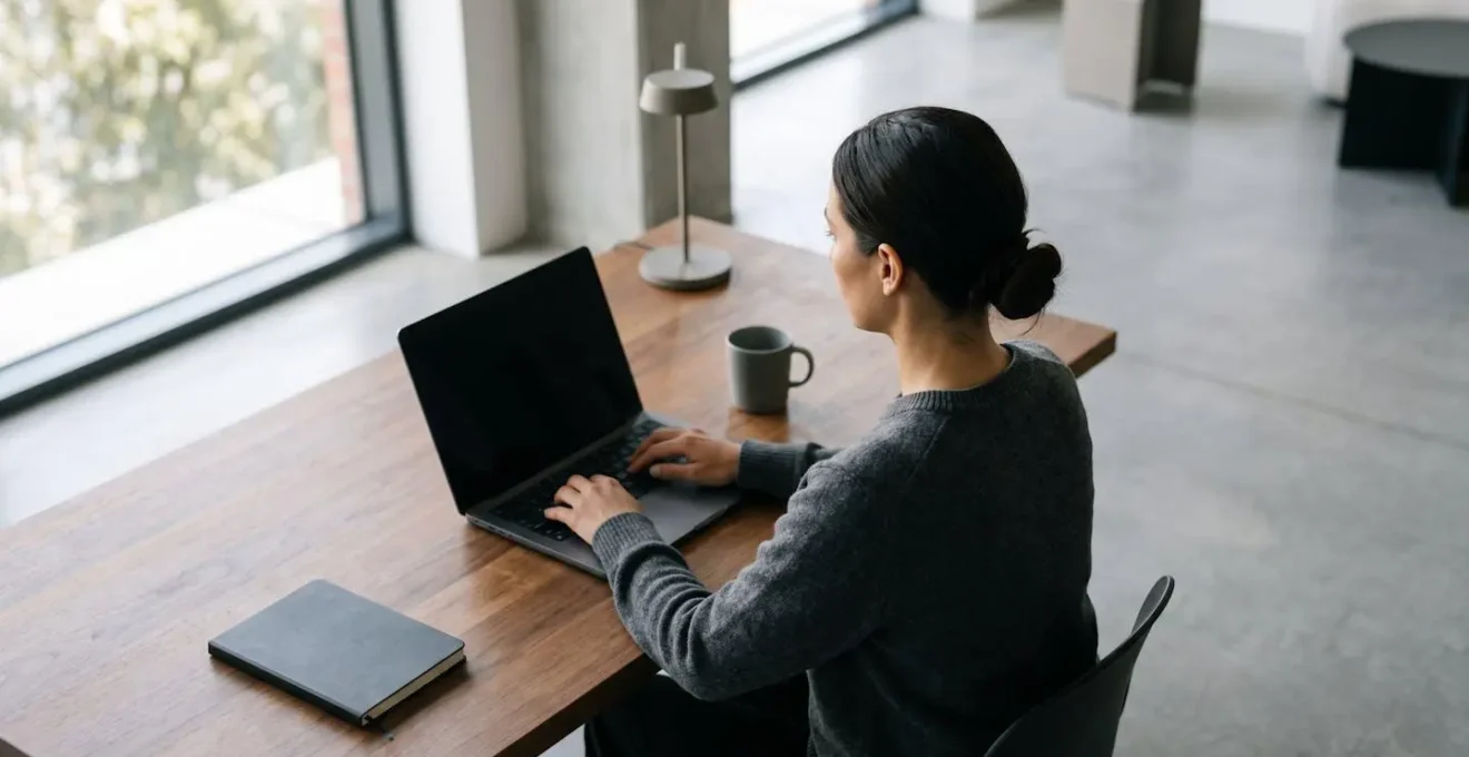 Professionnel consultant le registre ORIAS sur son ordinateur portable dans un environnement de bureau